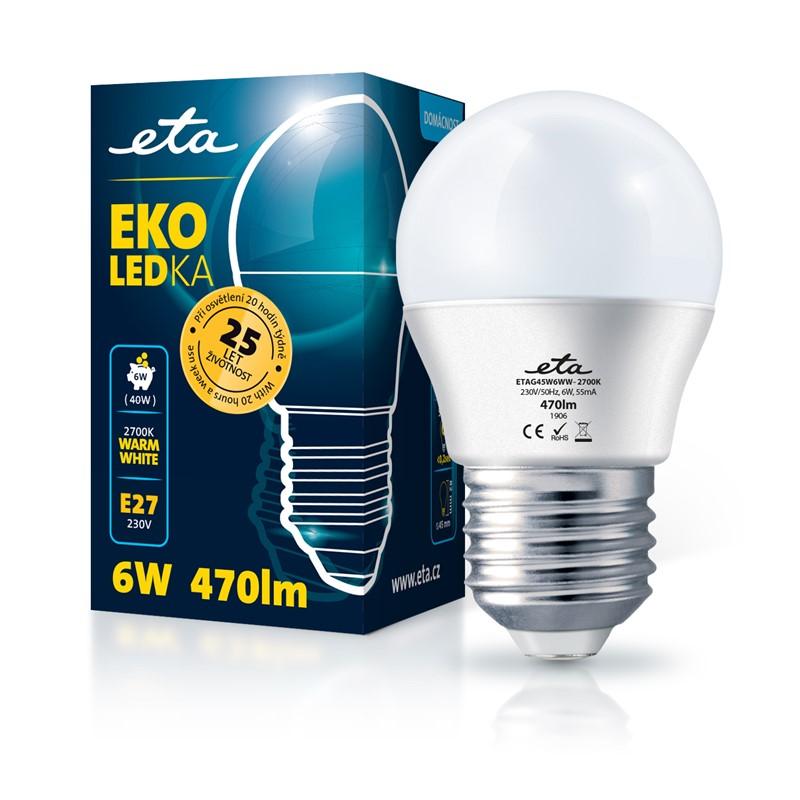 Žárovka LED ETA EKO LEDka mini globe 6W, E27, teplá bílá obrázek 1